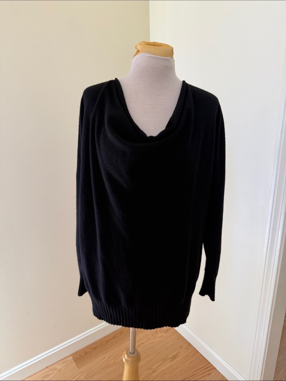 Lafayette 148 New York XL black cowl neck cashmere sweater.